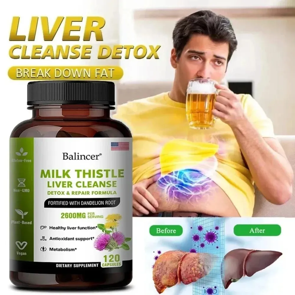 Milk Thistle with Dandelion Root-Antioxidant Liver & Kidney Health Support Supplement Vegan Non-GMO Gluten Free 120 Capsules — image 5