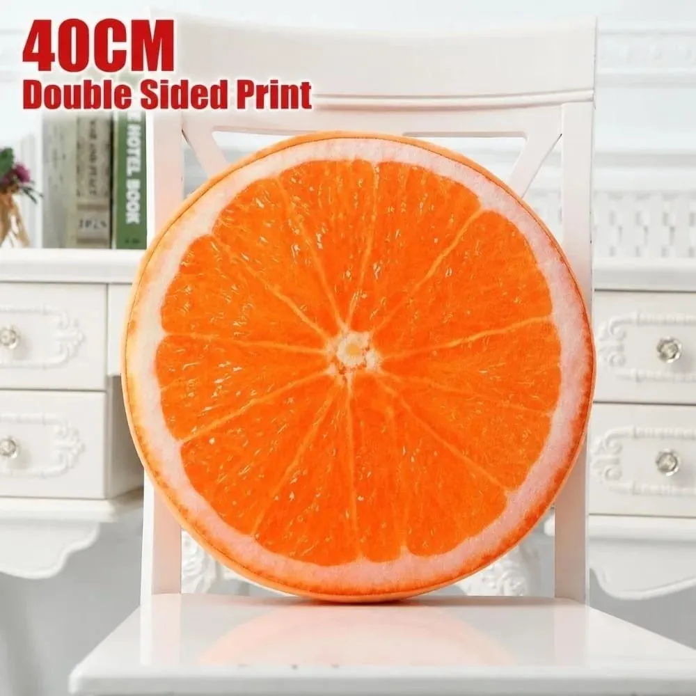 Cute Round Fruit Pillow Simulation Plush Fabric Seat Cushion Fruit Slice Print Stuffed Inner Plush Pillow Sofa Decor — image 10