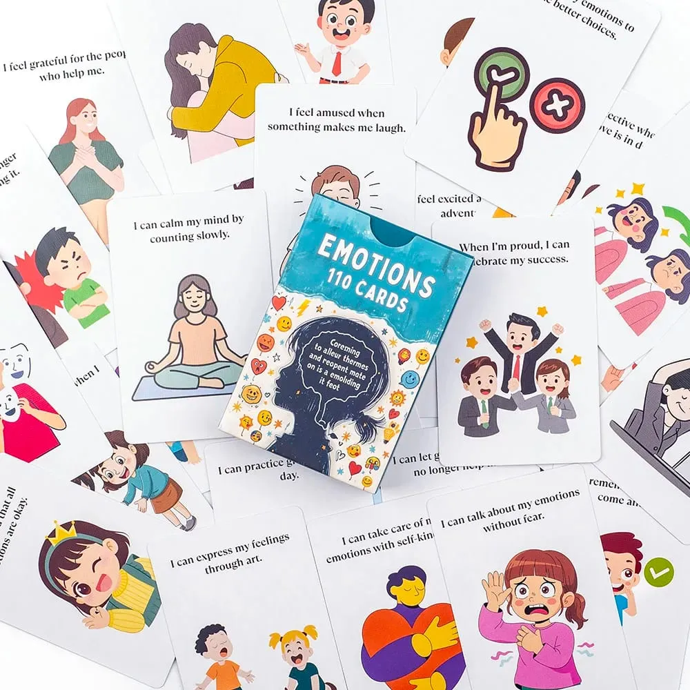 110 Emotions Cards Emotional Recognition & Expression Tool Fun Feelings Learning Game for Kids & Adults Board Playing Game Cards — image 6