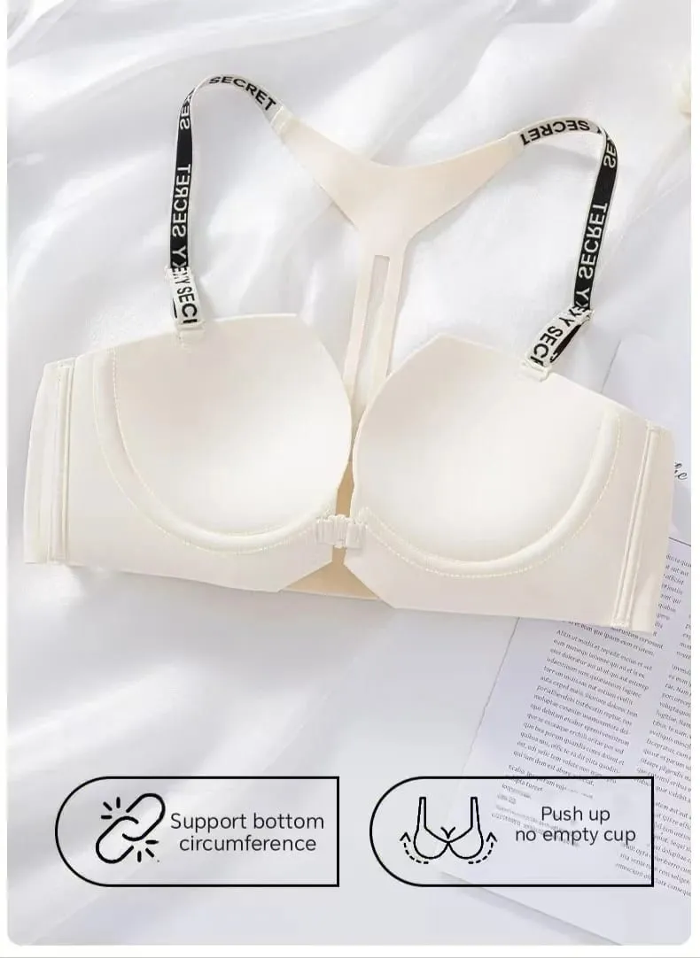 2025 Seamless Backless Front Closure Push up Bra with Y-shaped Letter Straps Anti-Sagging for Women Sexy Lingerie — image 6
