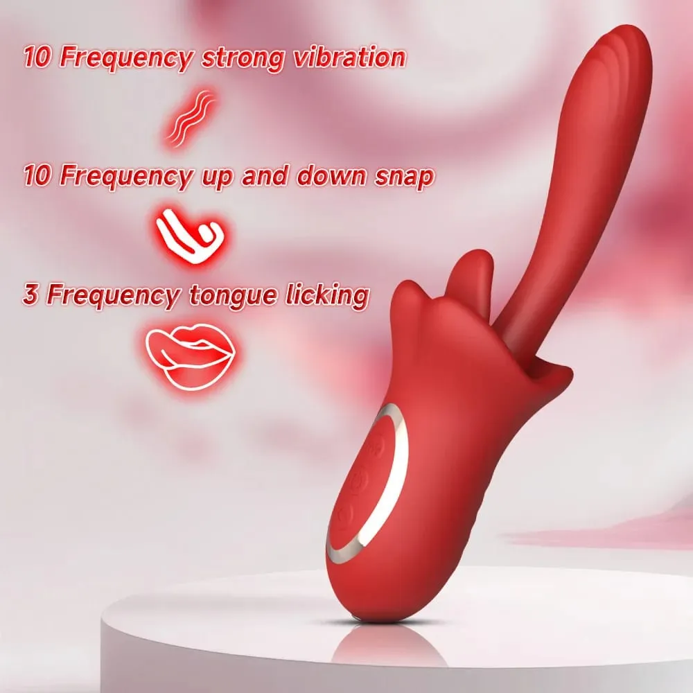 10-Gang-Stoßvibrator für Frauen, 3 Zungenleckmodi, G-Punkt-Klitoris-Massagegerät, 100 % wasserdicht, Sexspielzeug für Erwachsene