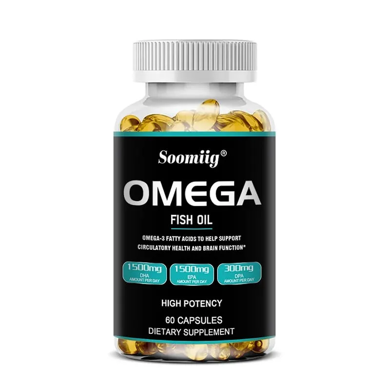Omega 3 Fish Oil Softgels 3300mg High Potency with EPA & DHA Supports Energy Brain Heart Joint Eye Skin & Immunity Health