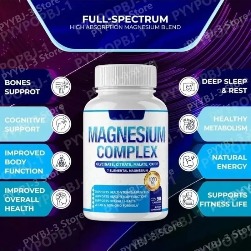 90 Pieces Magnesium Complex Capsule Contain 7 Ingredient – Glycinate Citrate and Malate Etc 1000mg Health Nutrition Support — image 6