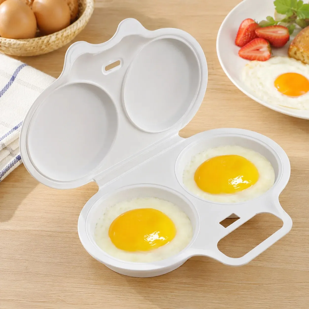 Food Grades Microwave Egg Cooker Kitchen Cooking Mold Easy To Clean Egg Steamer Portable Heat Resistant Steamed Egg Box — image 6