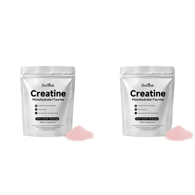 Docteat Creatine Monohydrate+Taurine Powder for ATP Regeneration Speed and Phosphocreatine Store Support 30 Servings 180 G