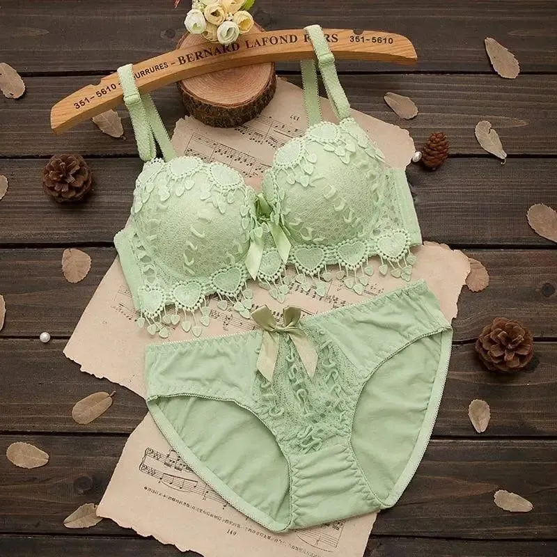 Women Lingerie Set Underwire Tassel Lace Push‑Up Bra With Removable Pads Bow Soft Multi‑Color Comfort Ladies Intimate Underwear — image 3