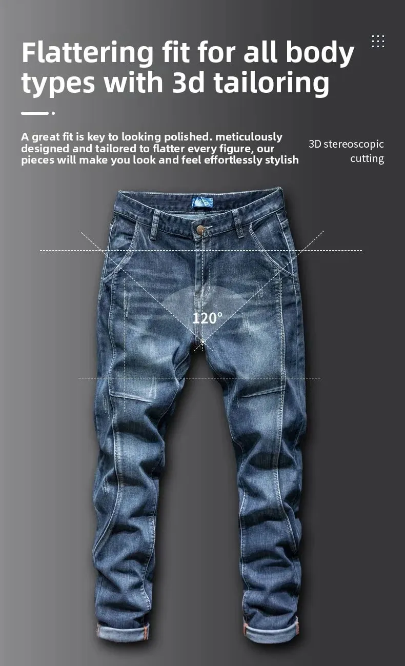 Splejsning Elastik Stor størrelse Løse elastiske jeans Mænds efterår Koreansk trendbukser Mænds Harlan denimbukser Mænd Bootcut jeans — image 8