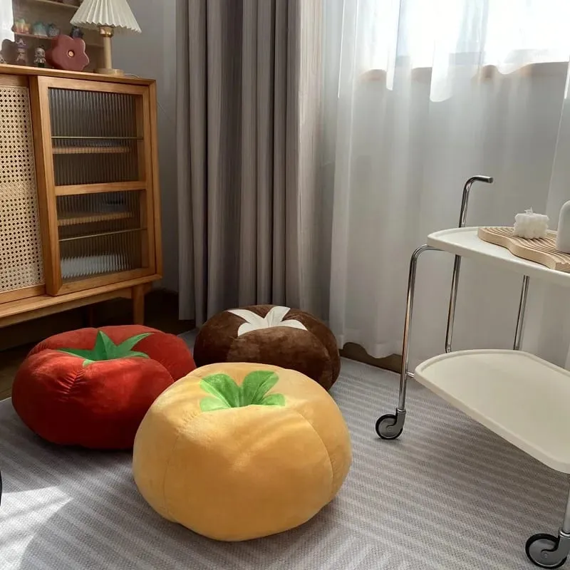 Thickened Cushion with Tomato-Shaped Pillow Vegetable Mushroom Persimmon Round Cushion Pad for Window Seat Pillows for Bedroom — image 6
