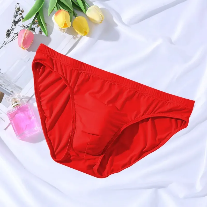 New Big Men's U Convex Underwear Ice Silk Quick Drying Briefs Summer Cool Low Waist Thin Male Underpants Plus Size — image 19