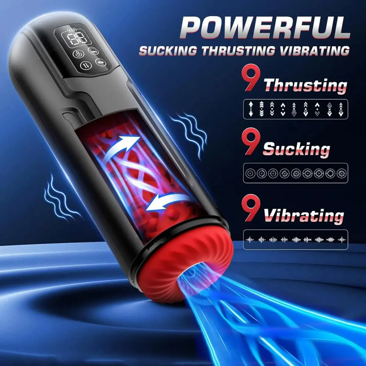Male Masturbator Penis Pump with 9 Sucking Thrusting Heating Modes Stroker Blowiob Machine LCD Display Adult Sex Toy for Men — image 3