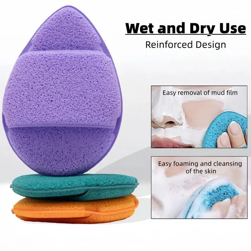 4PCS/Lot Natural Exfoliating Pocket Face Cleansing Puff New Water Drop Shape Konjac Sponge Cosmetic Puff Face Cleaning Tool — image 1