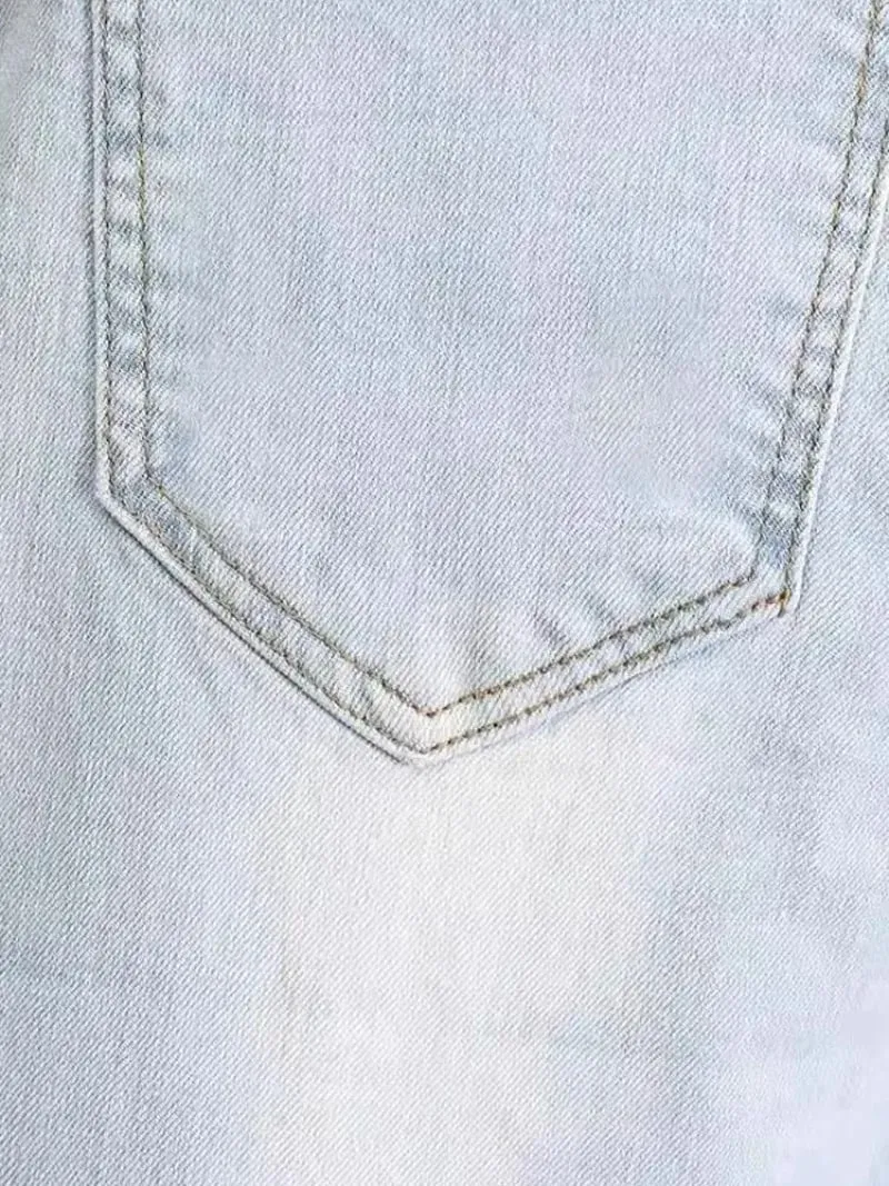 Ropa de los años 2000, pantalones vaqueros de color claro para hombre, novedad de primavera y otoño de 2025, pantalones ajustados de color azul claro, pantalones elásticos de trabajo de marca a la moda — image 5