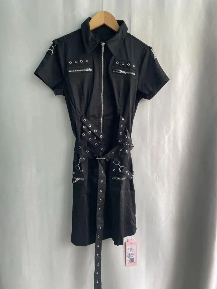 Premium Slim Dark Casual Dresses Japanese Unique Half Sleeve Minority High Street Robe Personalized Y2K Goth Punk Style Vestidos — image 5