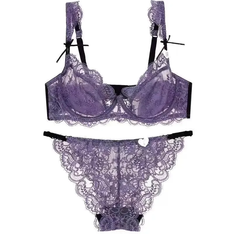 Romantic Atmosphere Lace Minimizer Bra Ultra Thin Sponge Free Wirefree Women Seamless Full Coverage Bust Push Up Set BANERDANNI — image 10