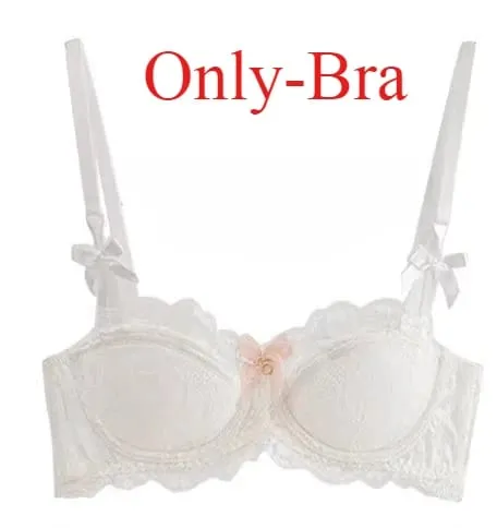 French Pure Desire Bralette Small Bust AB Cup Push Up Wireless Lace Bra for Chubby Girl Bow Design Thin Fold Comfort Plus Size — image 10