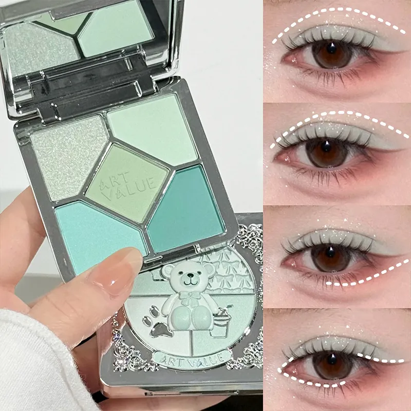 5 Colors Eyeshadow Palette Purple Glitter Pearlescent Matte Eye Shadow Shimmer Makeup Long Lasting Women Beauty Eye Cosmetics — image 2