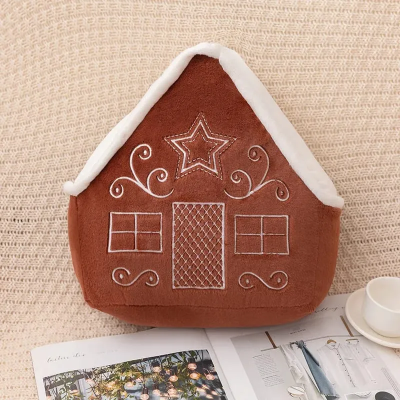 Christmas Day Plush Decor Pillow Stuffed Wreath Snowflake White Red Round Candy Soft Seat Cushion Party Prop Decor Gift