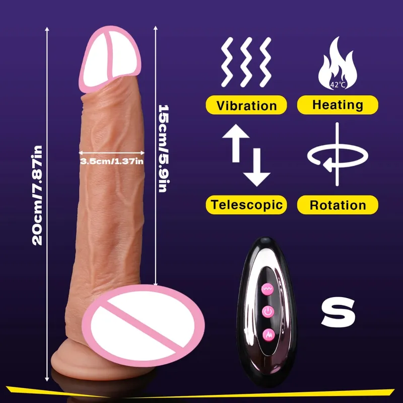 4 in 1 Thrusting Dildo Vibrator Remote Control Heating Tongue Licking Clitoris G-Spot Dick Sex Toys Vagina Adult Female Sex Shop