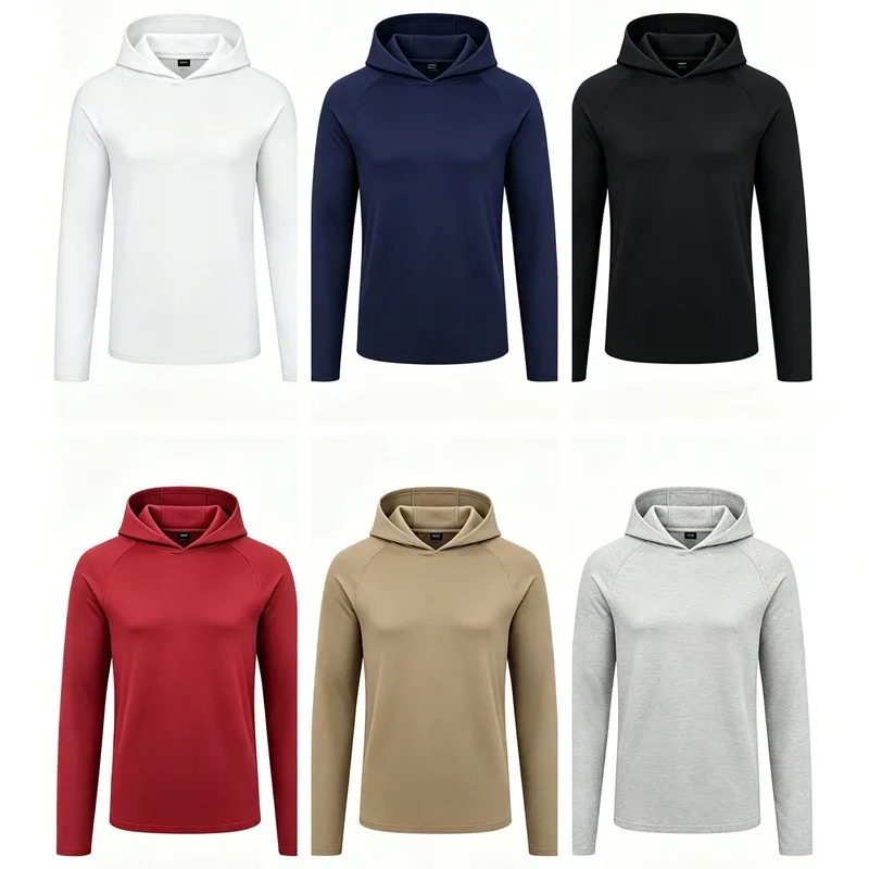 Men's Long Sleeve Hoodies Sun Protection Shirts Solid Quick Dry T-shirt Mens Bodybuilding Fitness Muscle Sportwear Gym Clothing — image 6