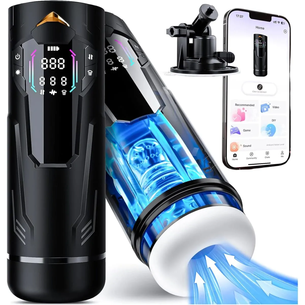 Automatic Male Masturbator Hands-Free 7 Telescopes & Sucking & Vibration Pocket Pussy Sex Toy for Men Adults Piston Mastubator — image 1