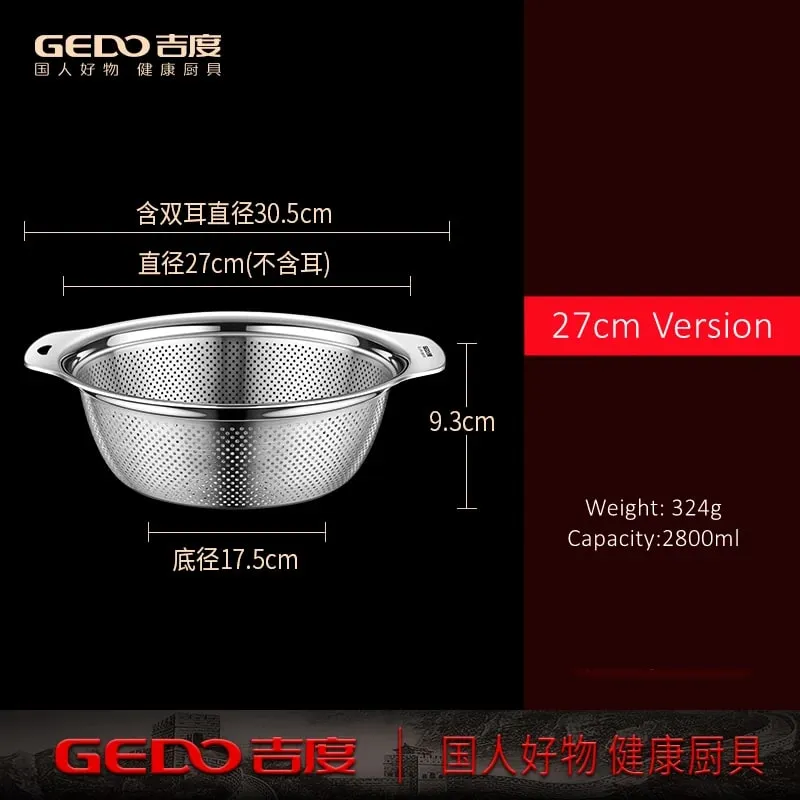 LFGB Certification Kitchen Fruit Vegetable and Rice Washing Basin 23~31cm Diameter Dense Drainage Hole Colander with Side Handle — image 10