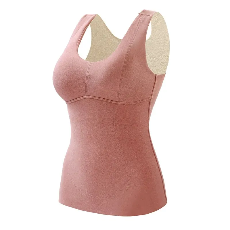 Winter Fleece Thermal Vest for Women Thickened Thermo Lingerie Seamless Soft Warm Inner Wear Female Undershirt With Bra Padded — image 12