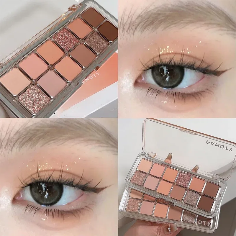 12-Color Low Saturation Matte Eyeshadow Palette Tea Apricot Earth Tones Long Lasting Pearlescent Matte Eye Makeup for Daily Use — image 9