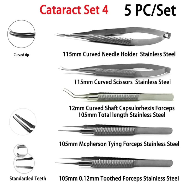 Non Medical use Cataract Set Tweezers Needle Holders 4pcs/set Household Repair Tools Hi Eye