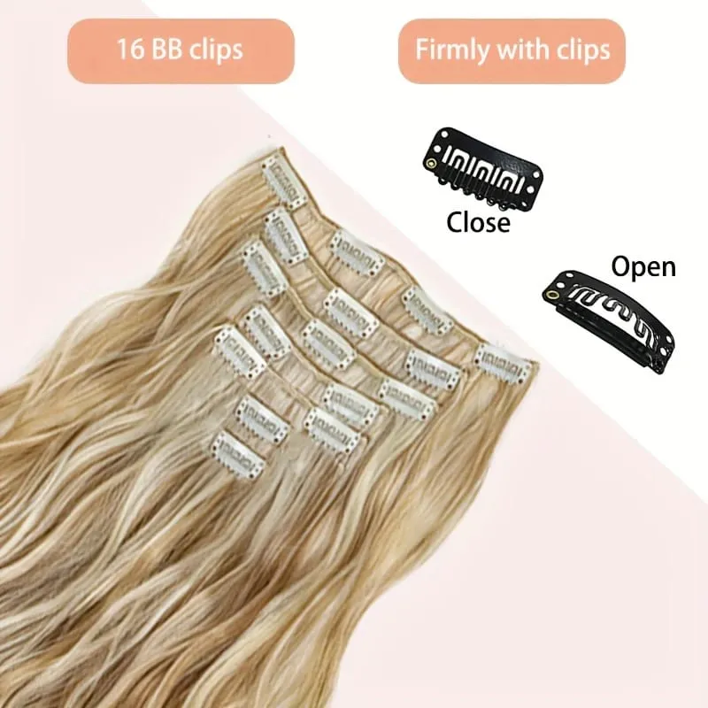 7pcs/set 24 Inch Synthetic Long Curly Wavy Hair Extensions 16 Clips In Hairpieces Synthetic Fiber Wave Hair Extensions for Women — image 6