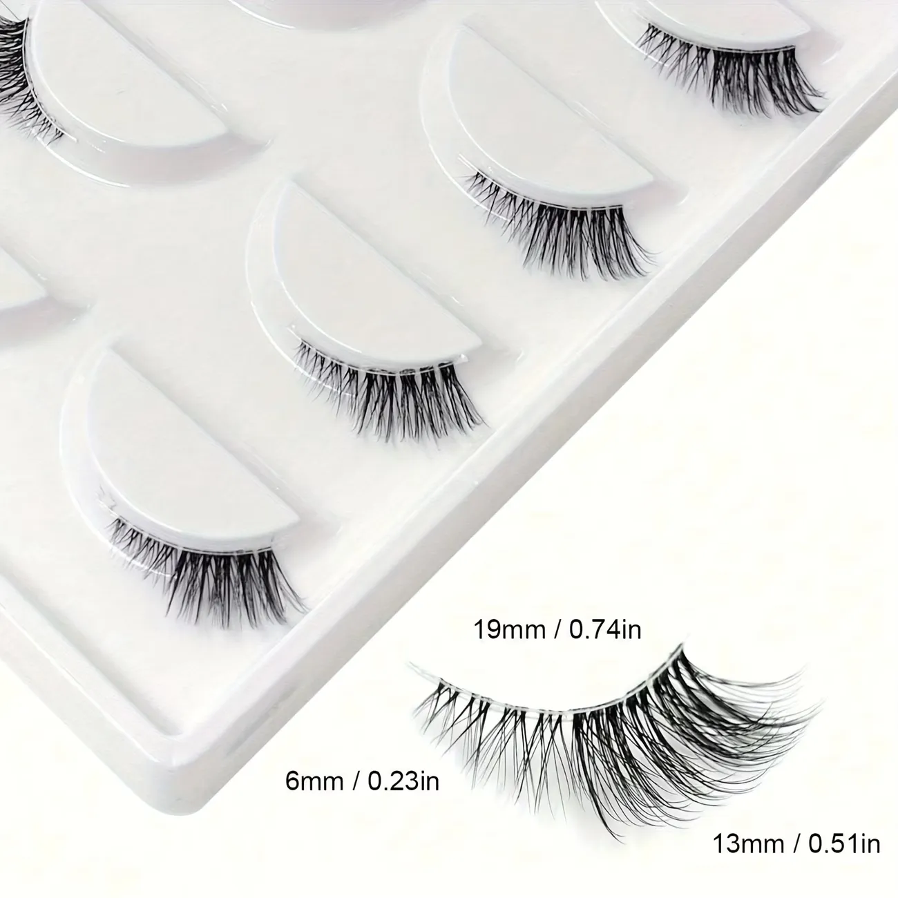 5 Pairs of Strip Half Lashes – Cat-Eye Effect Natural Curl 6-9-12mm Lengths Noticeable Yet Natural Look Enhances Eye Beauty — image 3