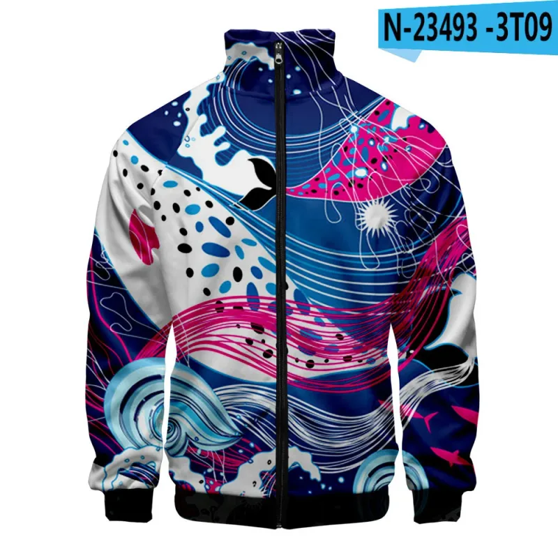 Popular Marine animals dolphin 3D Print Zipper Raglan Jacket Windbreaker Boys/Girls Comfortable Stand Collar Jackets Coats — image 31