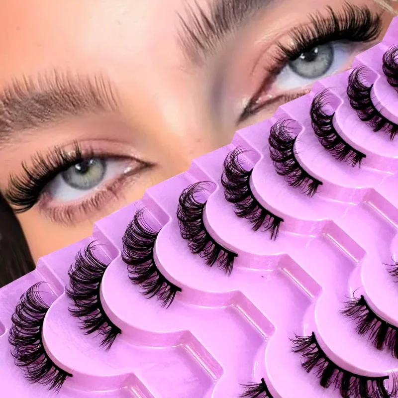 Poloviční řasy 10 párů Poloviční řasy Měkké přírodní řasy pro kočičí oči Makeup Tool Prodlužování umělých řas Fluffy Faux Cils — image 10