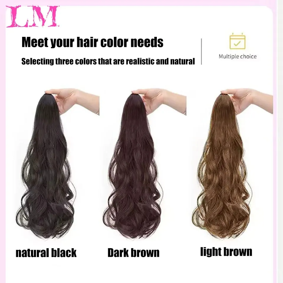 LM Synthetic Ponytail Extension Claw Curly Wavy Clip in Hairpiece Ponytail Hair Extensions Long Pony Tail Synthetic for Women — image 6