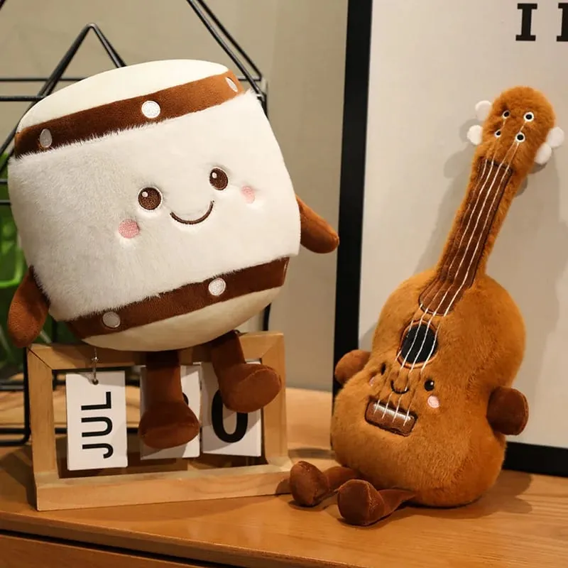 New Musical Instrument Doll Piano Pipa Pillow Cushion Brown Guitar Drum Plush Toy Cute Kawaii Birthday Gift Children Home Decor — image 6