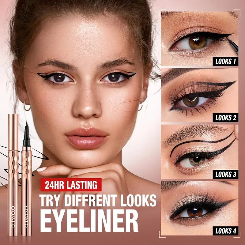 O.TWO.O 6 pezzi Kit per il trucco 2 in 1 Rossetto Matita per sopracciglia Eyeliner nero Mascara in fibra 4d Set completo per trucco professionale