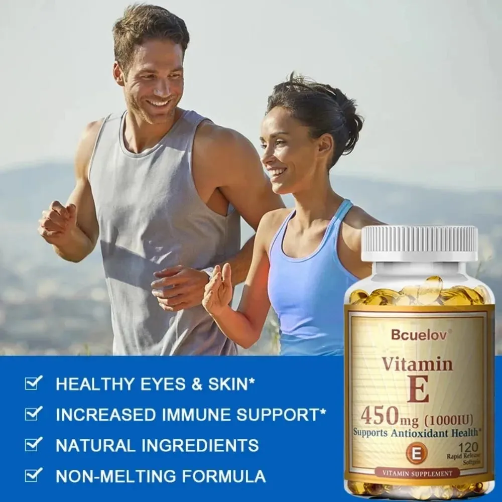 Vitamin E 1000IU Capsules - Supports Skin Cardiovascular Health Boosts Immunity Anti-aging Skin Health — image 4