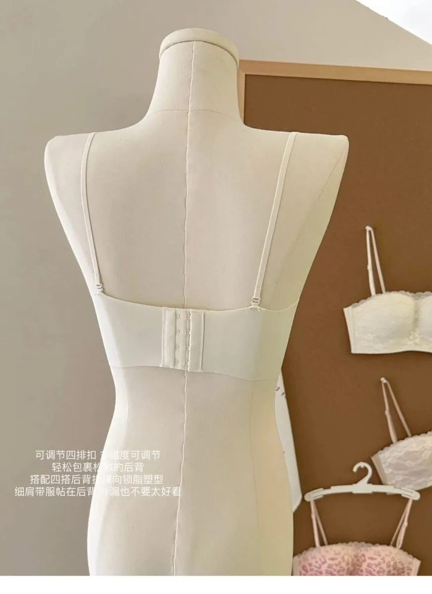 Floral Lace Strapless Bra Set 32‑38 Push‑Up For Small Chest Sexy Tube Top Anti Slip Seamless Beauty‑Back Daily Comfort Underwear — image 5
