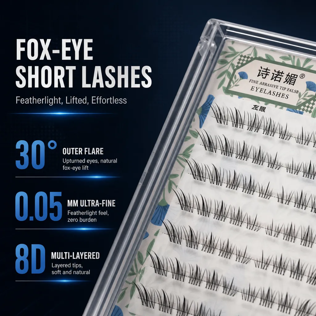 Fox-style False Eyelashes Short Length Curl Black Natural Eye Lengthening Design Lightweight For Daily Makeup Party Dating Women — image 6