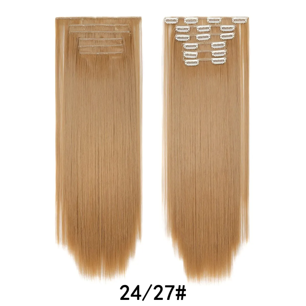 Jeedou Jeedou 6Pcs Clip In Straight Hair Extensions 60cm Long Synthetic Hair Pieces With 16 Clips Heat Resistant Hair For Women