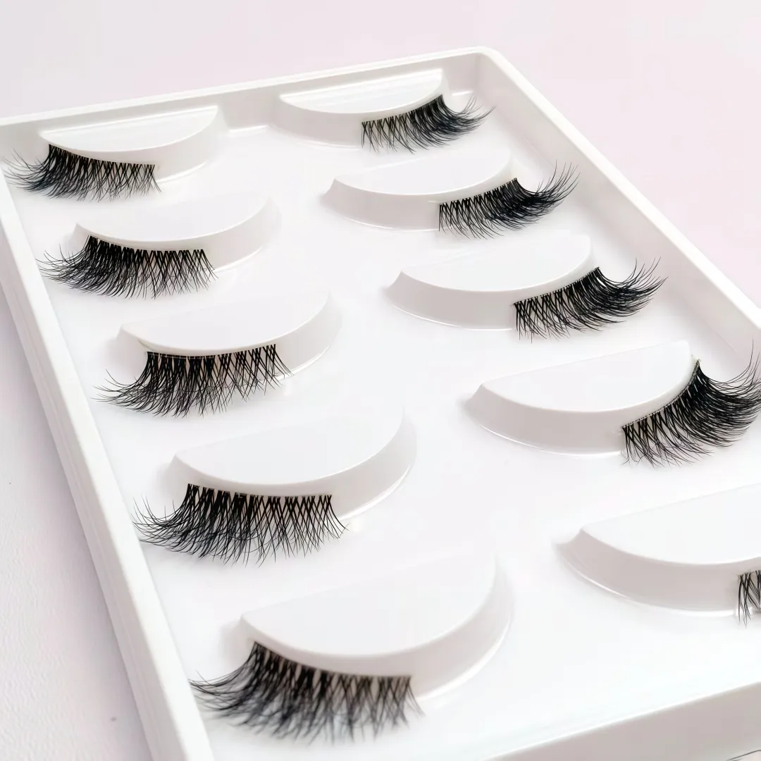 Fox Eye & Cat Half False Eyelashes 5 Pairs Natural C/D Curl Transparent Band Lashes Soft Beginner-Friendly Lash Pack for Stunn — image 5