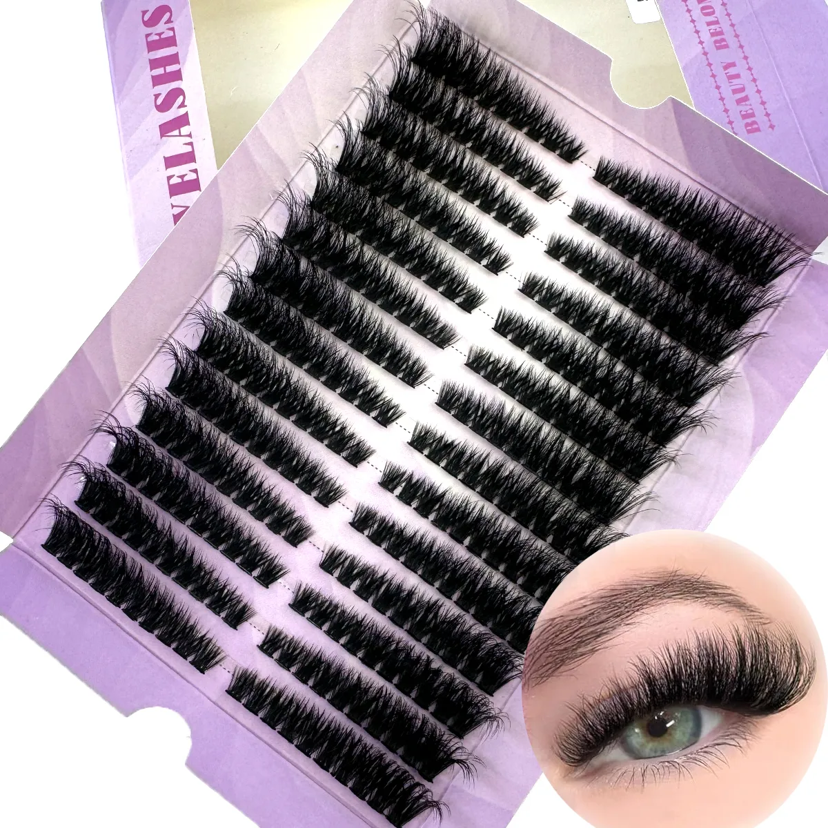 14Rows Fluffy Lash Clusters Thick Volume Eyelash Clusters Extensions Left/Right Individual Lashes Cat Eye Lash Extension — image 1