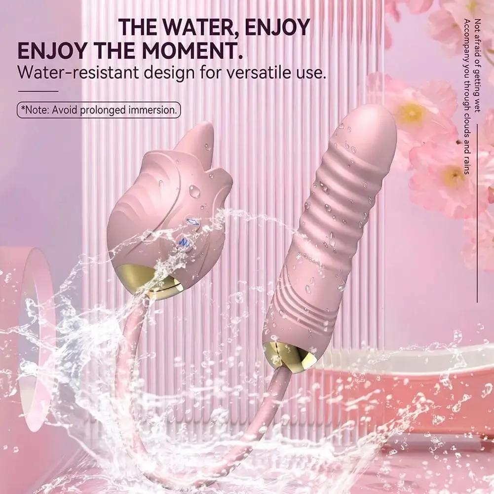 3in1 Rose-Tongue Licking Vibrator Sex Toys Telescopic Dildo Vibrator for Women G Spot Anal Vibrators Stimulator Adult Sex Toys