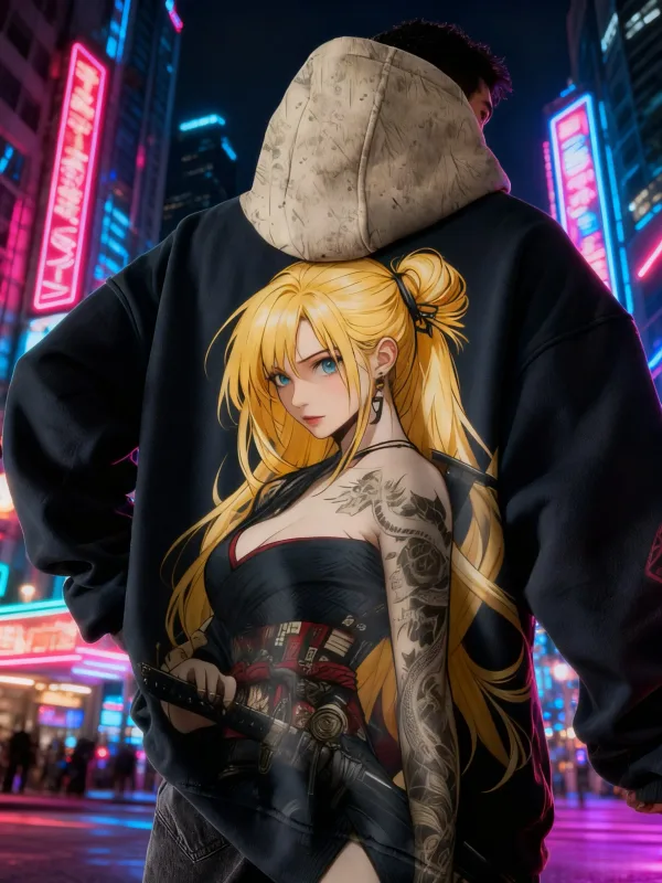 2026 Hot Anime girl back pattern Sweatshirt Casual Long Sleeve Hooded Pullover 3D Printing Top Fashion Oversized Men's Hoodies