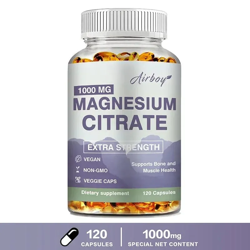Magnesium Citrate - Supplement for Stress Relaxation Bone Sleep Heart Health Nerve Muscle & Metabolism