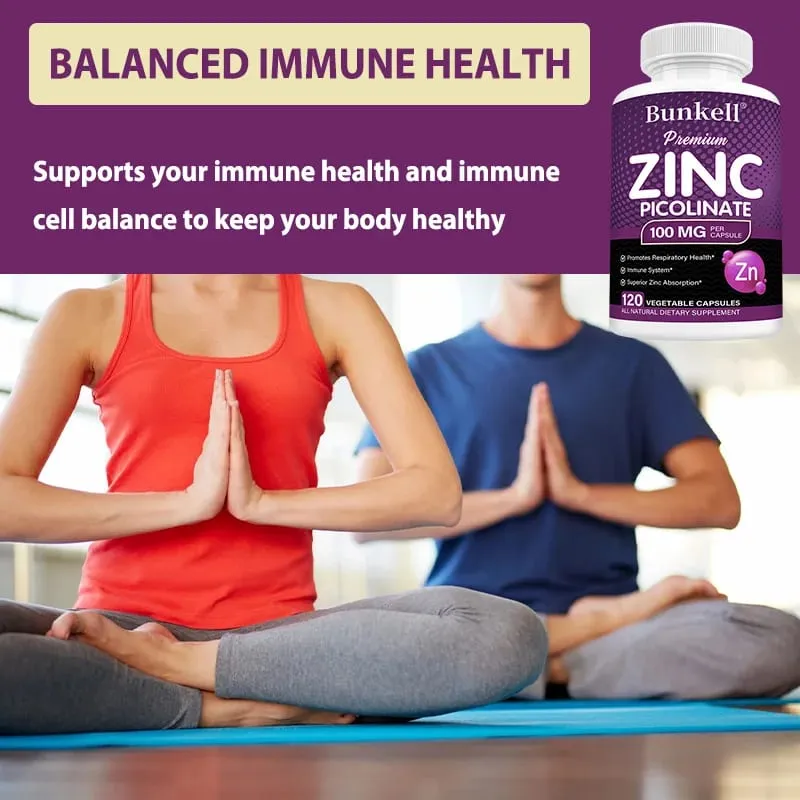 Premium Zinc Picolinate 100mg High Absorption Immune Support Respiratory Health Energy Production & Sleep Supplement — image 4
