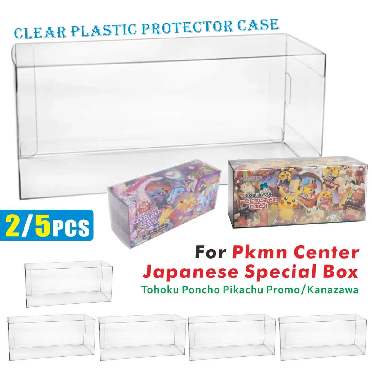 2/5PCS Clear Plastic Protector Case For Pkmn Center Japanese Special Box(For Tohoku Poncho Pikachu Promo/Kanazawa) — image 1