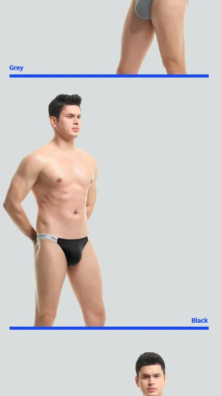 Panties Men's Solid Color Elastic Skinny Sexy Low Waist Ice Silk High Fork Thong Fitness Sports Comfortable Triangle Shorts — image 20