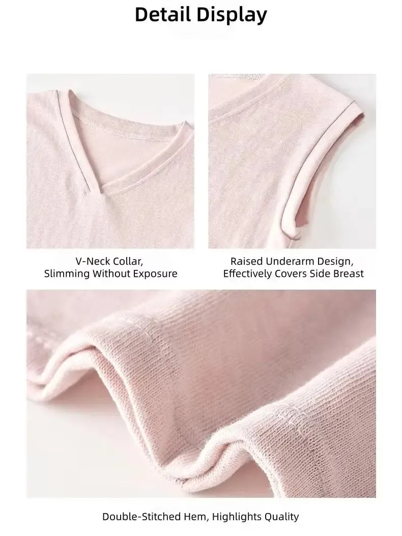 Solid-Color Cotton V-Neck Base Layer Tank Top Women's Soft Breathable Sleeveless Top Outerwear — image 6