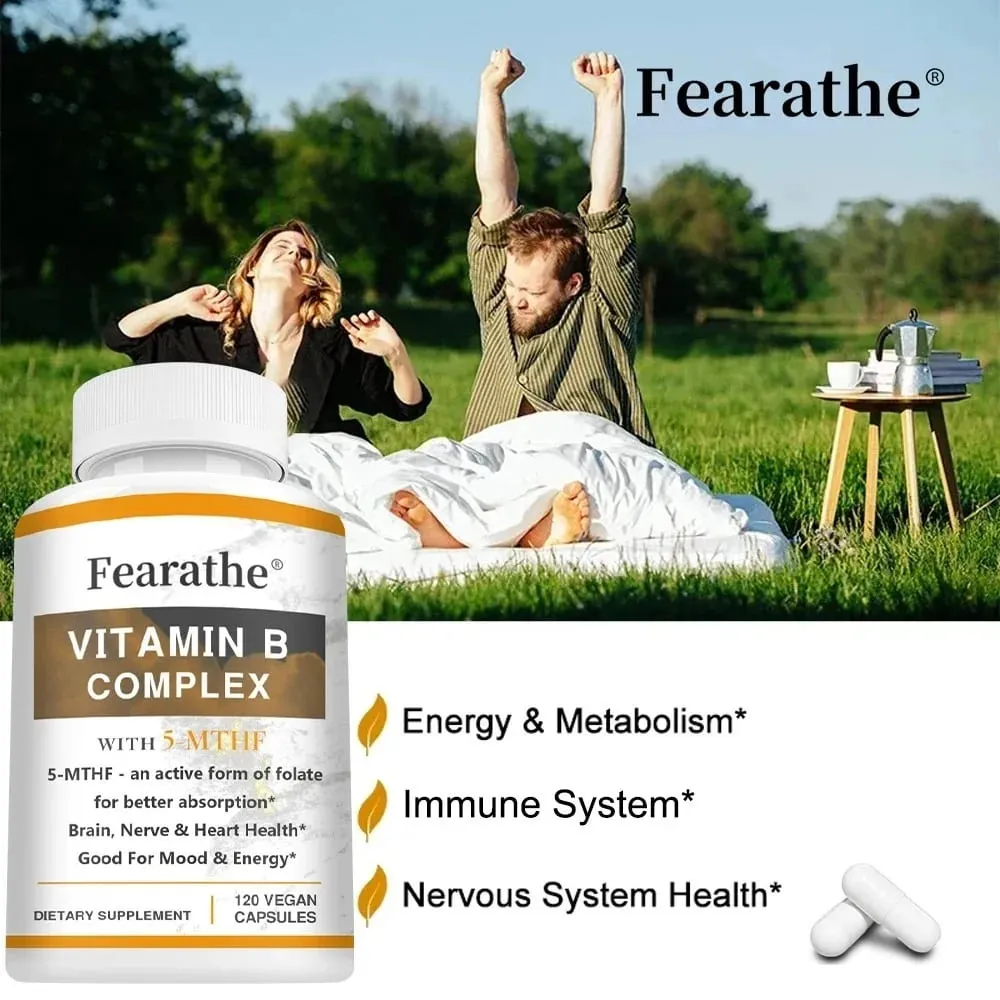 Vitamin B Complex Supplements (B12 B1 B2 B3 B5 B6 B9 Folic Acid &Biotin) Immune Brain & Energy Support — image 5