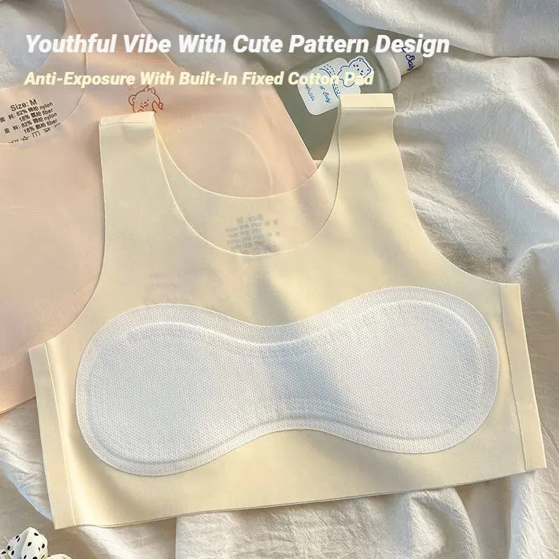3Pcs Teenagers Comfortable Breathable Simple Training Bra Vest Soft Elastic Skin Friendly Lingerie For Girls No Steel Ring — image 4